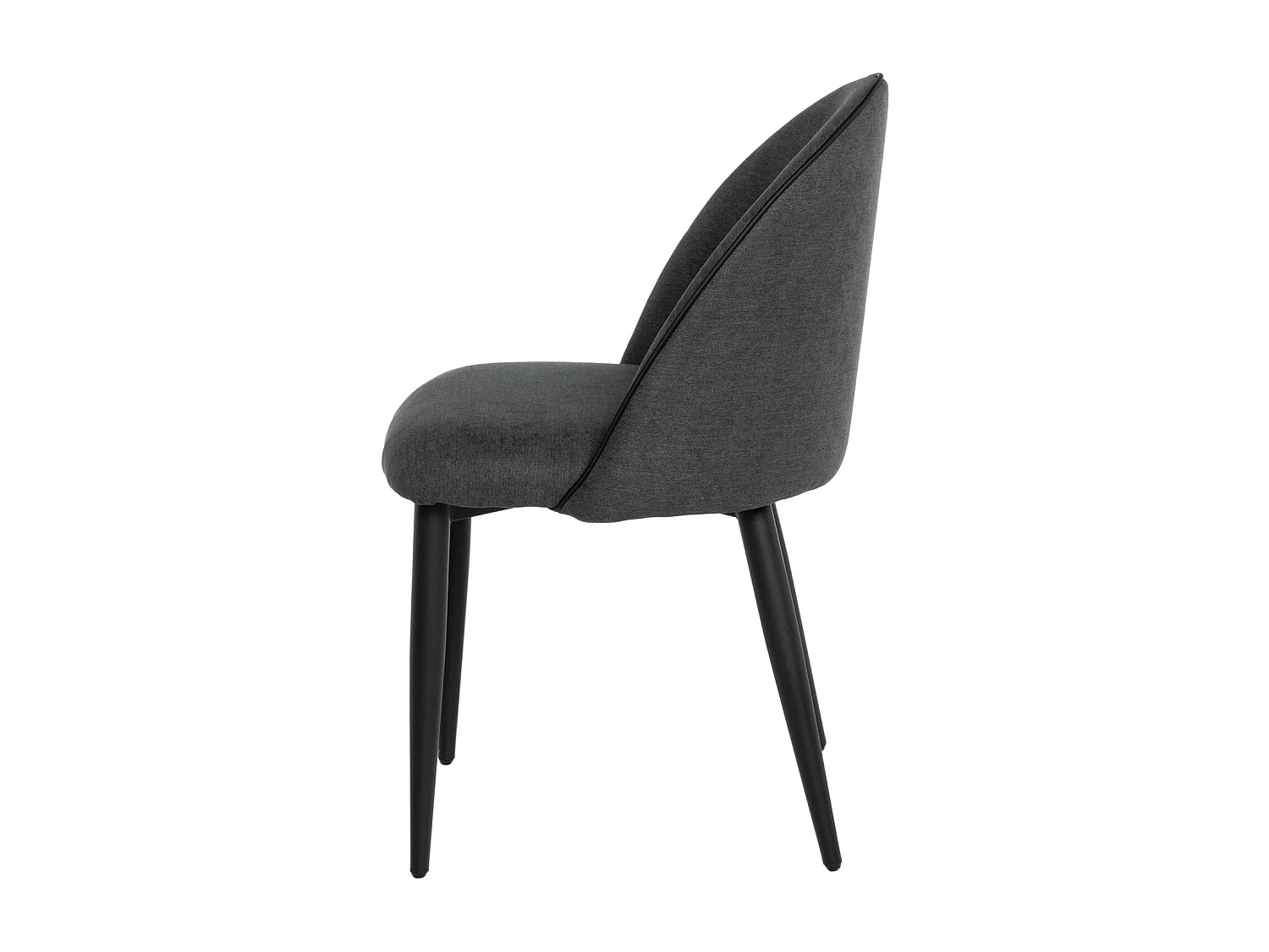 Chaise en velours confortable avec pieds en métal noir Brika – Style moderne-Couleur Gris foncé