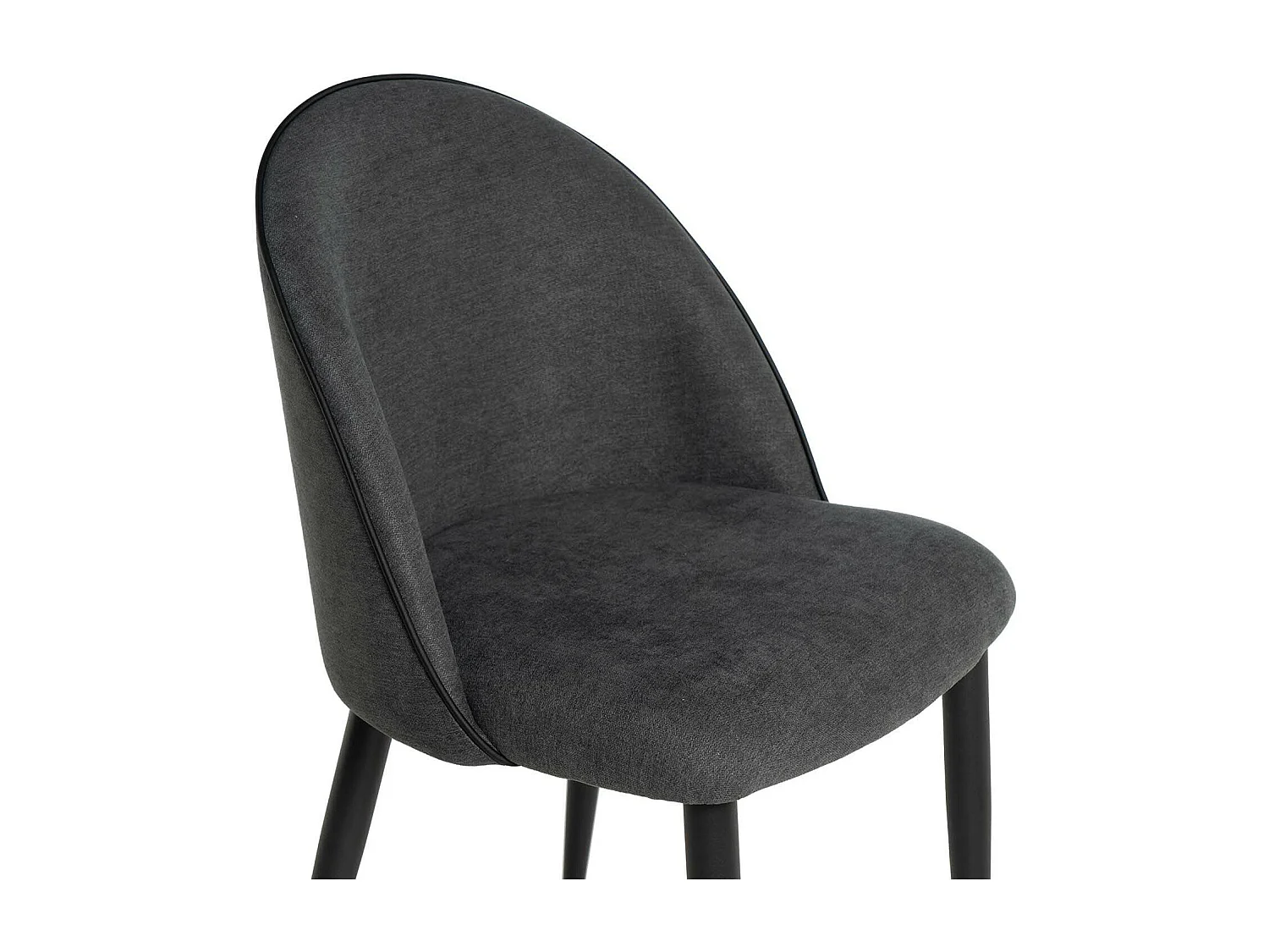 Chaise en velours confortable avec pieds en métal noir Brika – Style moderne-Couleur Gris foncé