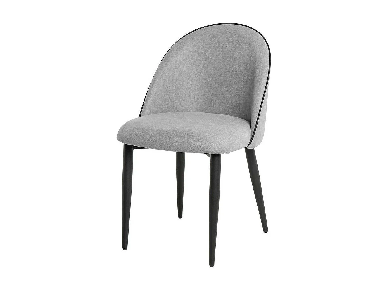 Chaise en velours confortable avec pieds en métal noir Brika – Style moderne-Couleur Gris foncé