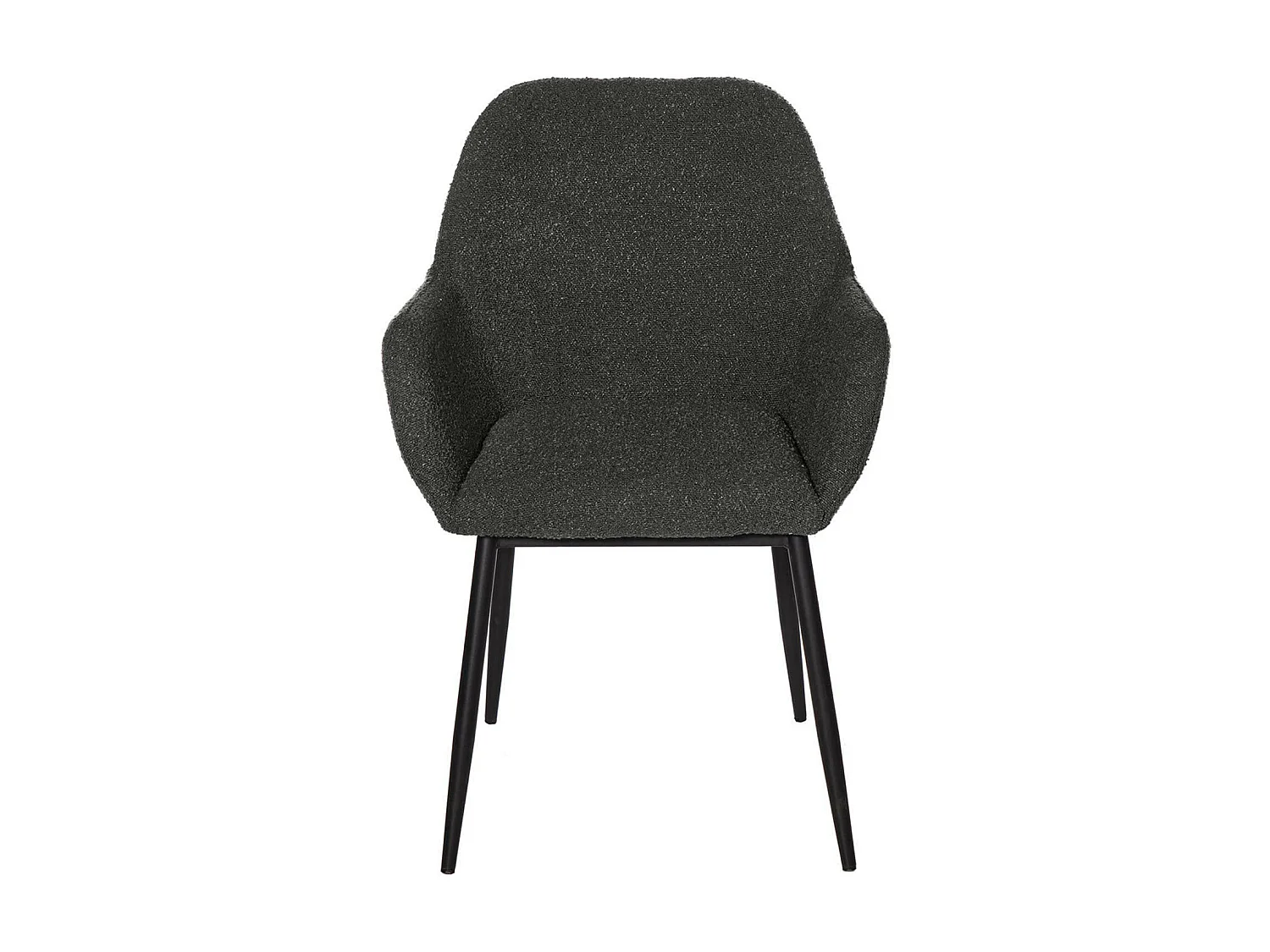 Chaise avec accoudoir tissu effet peau de mouton gris foncé et pieds métal noir Malio