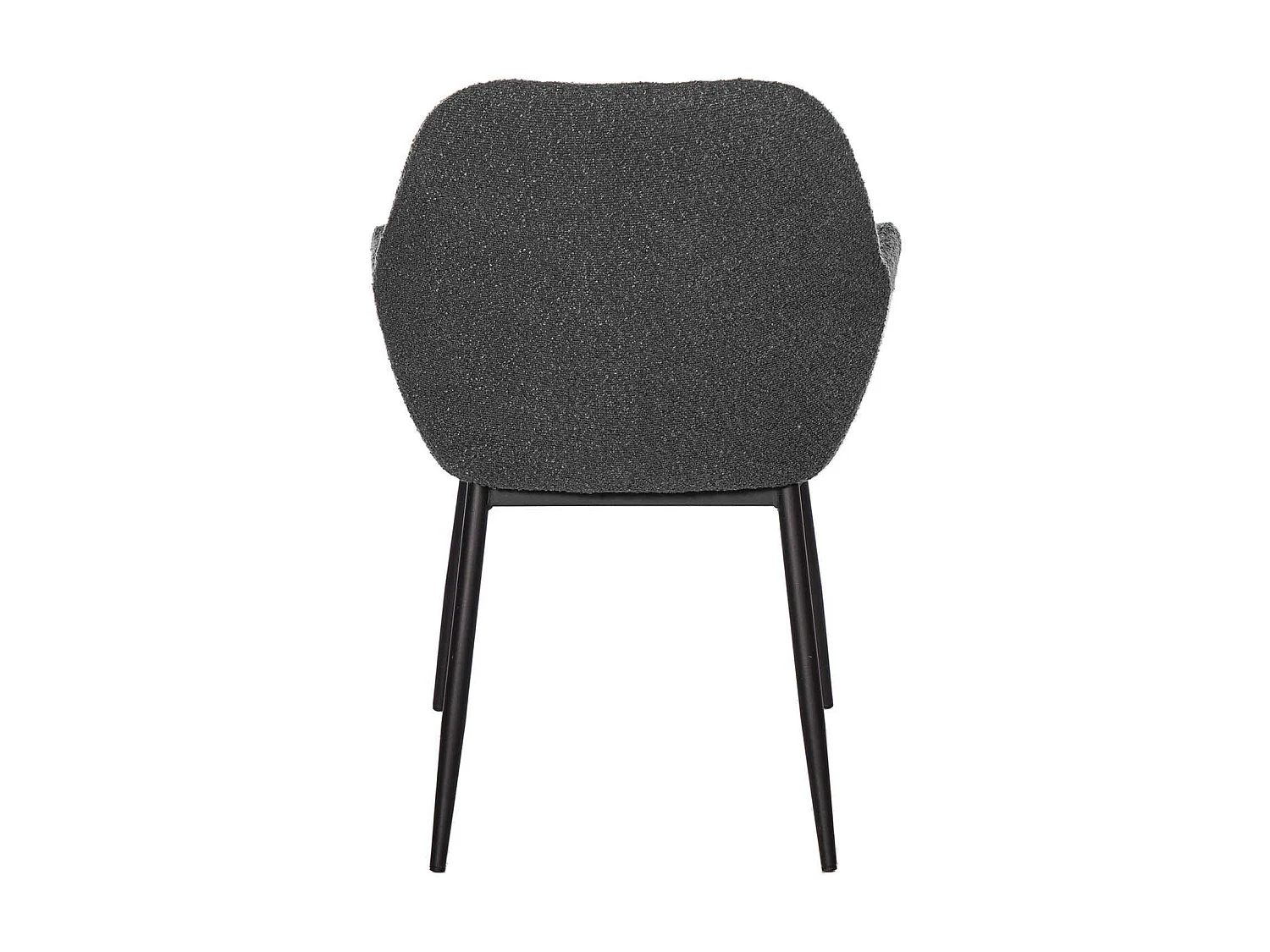 Chaise avec accoudoir tissu effet peau de mouton gris foncé et pieds métal noir Malio