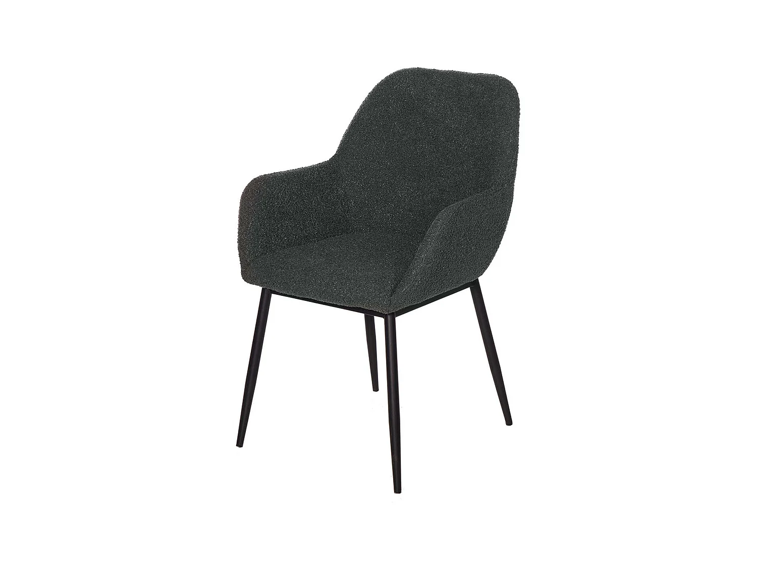 Chaise avec accoudoir tissu effet peau de mouton gris foncé et pieds métal noir Malio