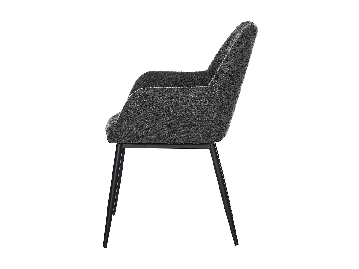 Chaise avec accoudoir tissu effet peau de mouton gris foncé et pieds métal noir Malio