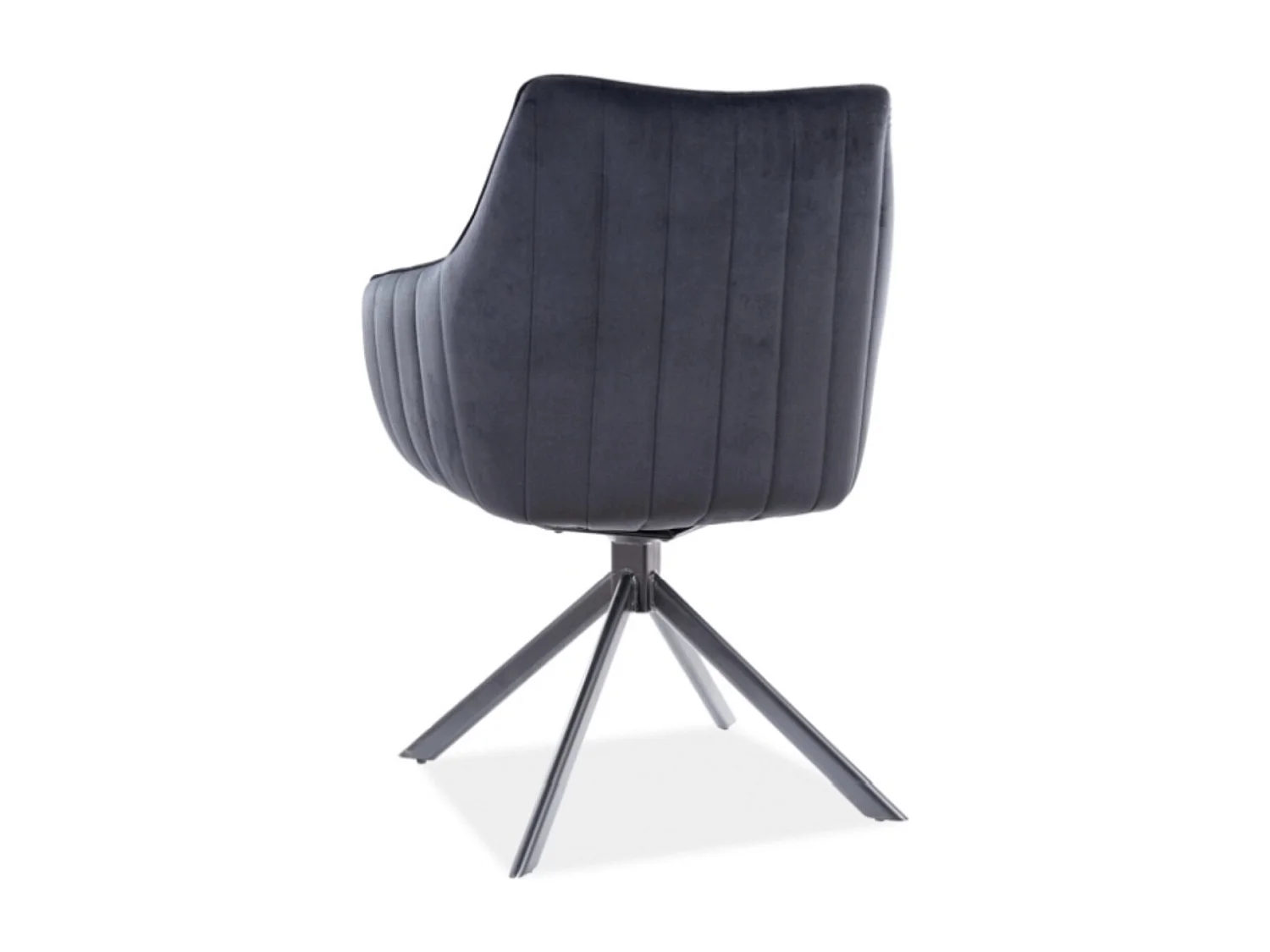 Chaise de salle à manger pivotante à 180° velours et acier noir Binka-Couleur Gris clair