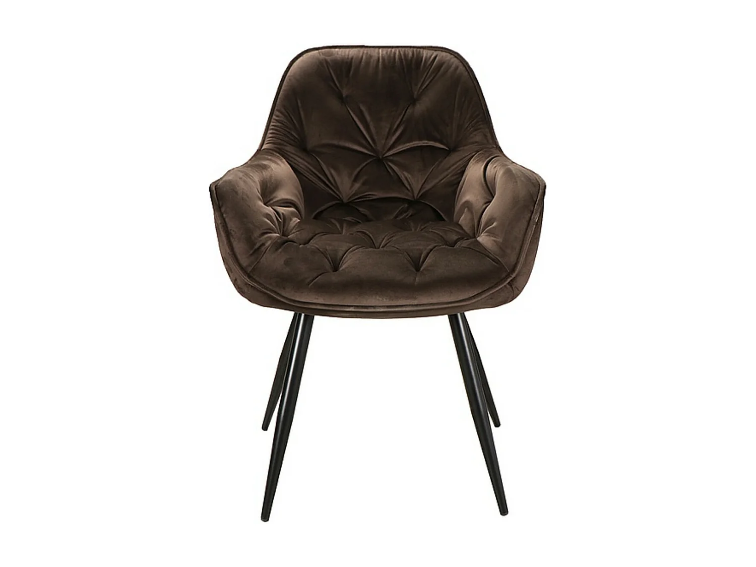 Chaise avec accoudoir velours matelassé et acier noir Klakine - Lot de 2-Couleur Orange brûlé