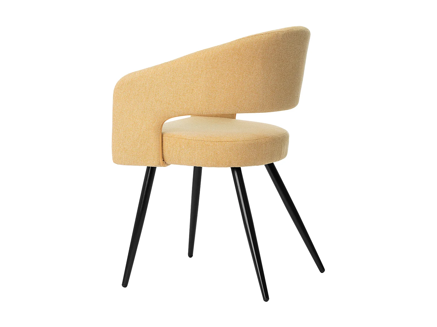 Fauteuil moderne tissu jaune moutarde et pieds métal noir Kliro