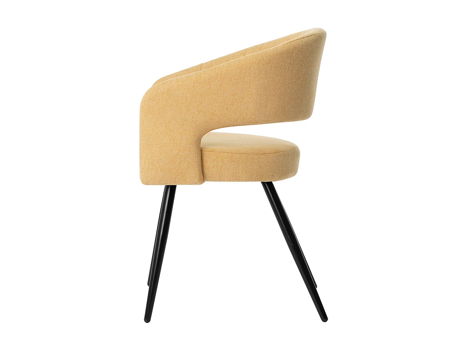 Fauteuil moderne tissu jaune moutarde et pieds métal noir Kliro