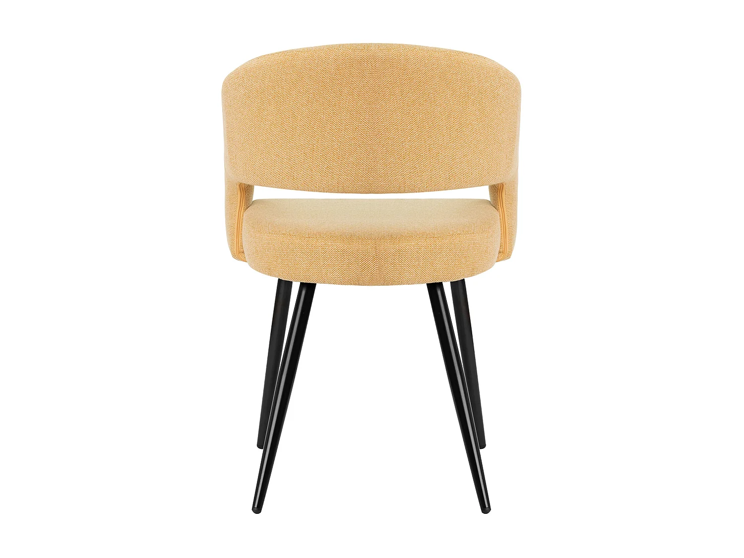 Fauteuil moderne tissu jaune moutarde et pieds métal noir Kliro