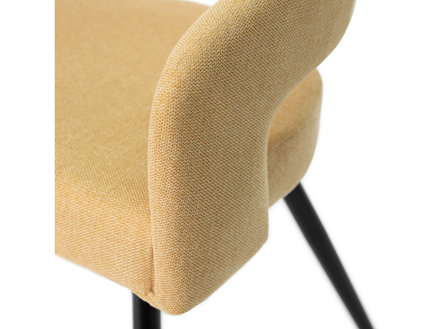 Fauteuil moderne tissu jaune moutarde et pieds métal noir Kliro