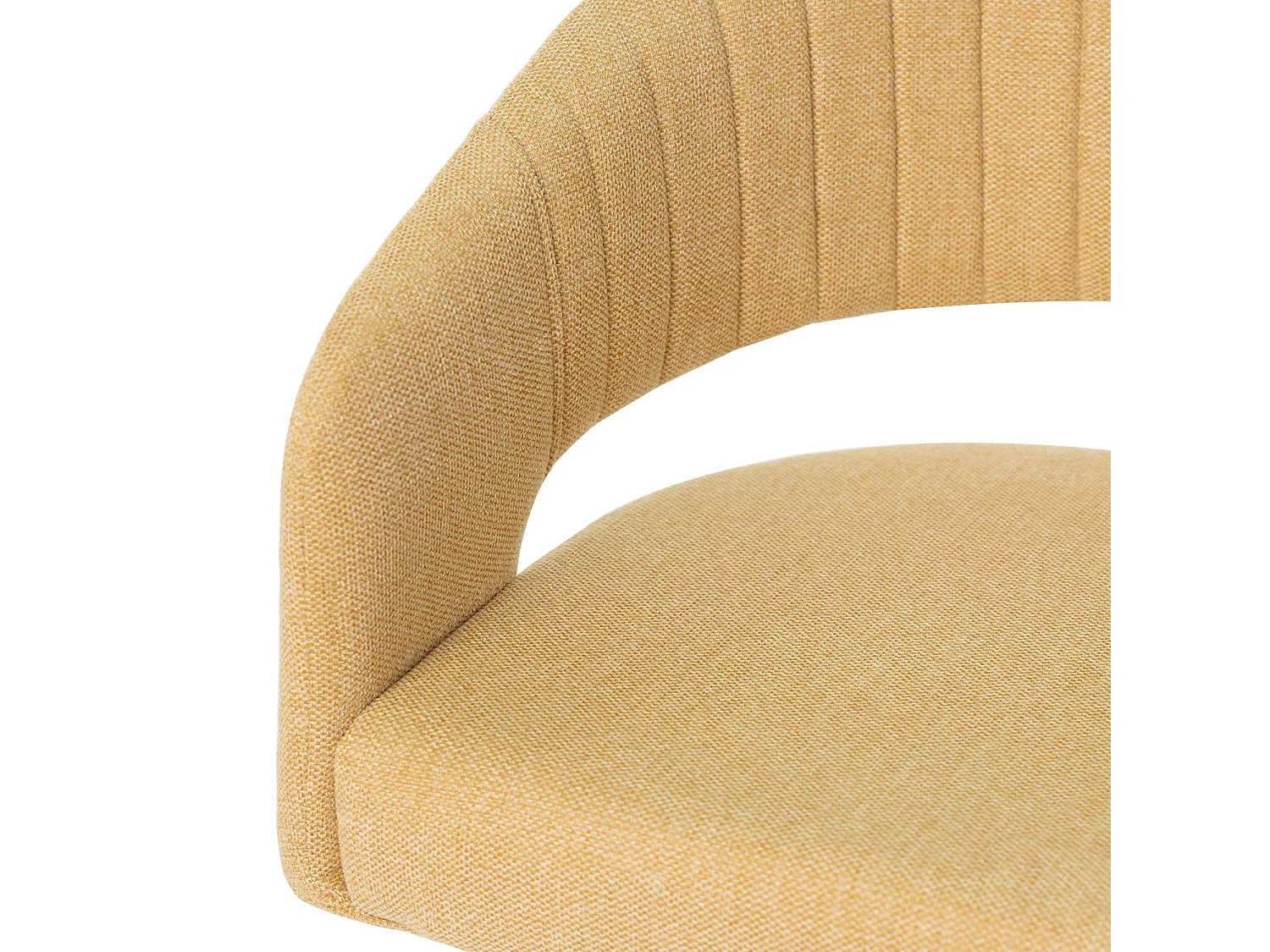 Moderne fauteuil mosterdgele stof en zwart metalen poten Kliro