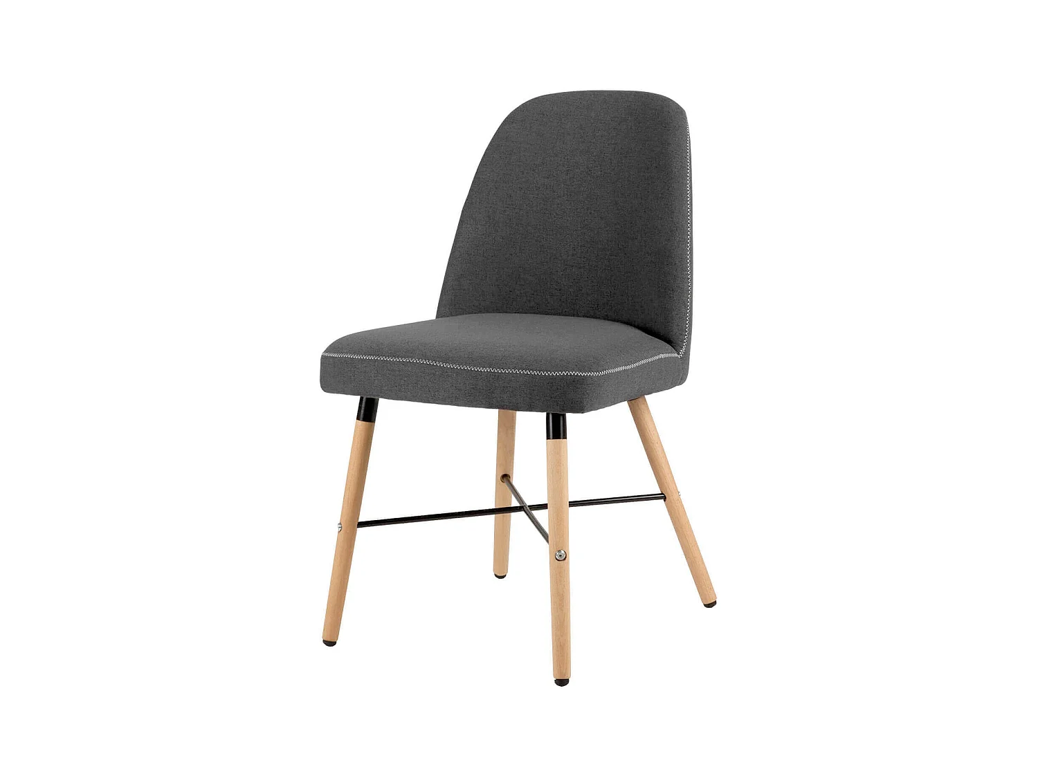 Chaise style scandinave en bois de hêtre et tissu Otrika-Couleur Gris foncé