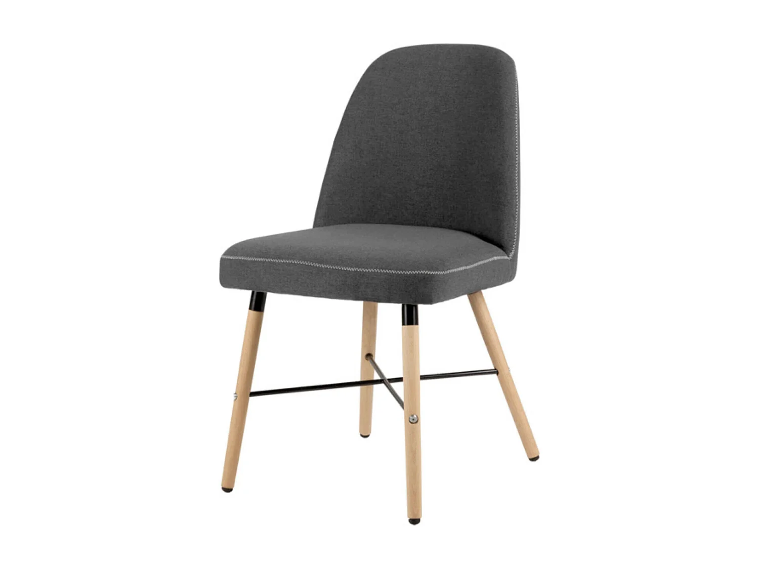 Chaise style scandinave en bois de hêtre et tissu Otrika-Couleur Gris foncé