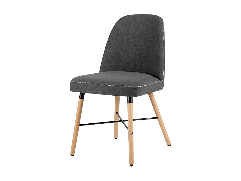 Chaise style scandinave en bois de hêtre et tissu Otrika-Couleur Gris foncé