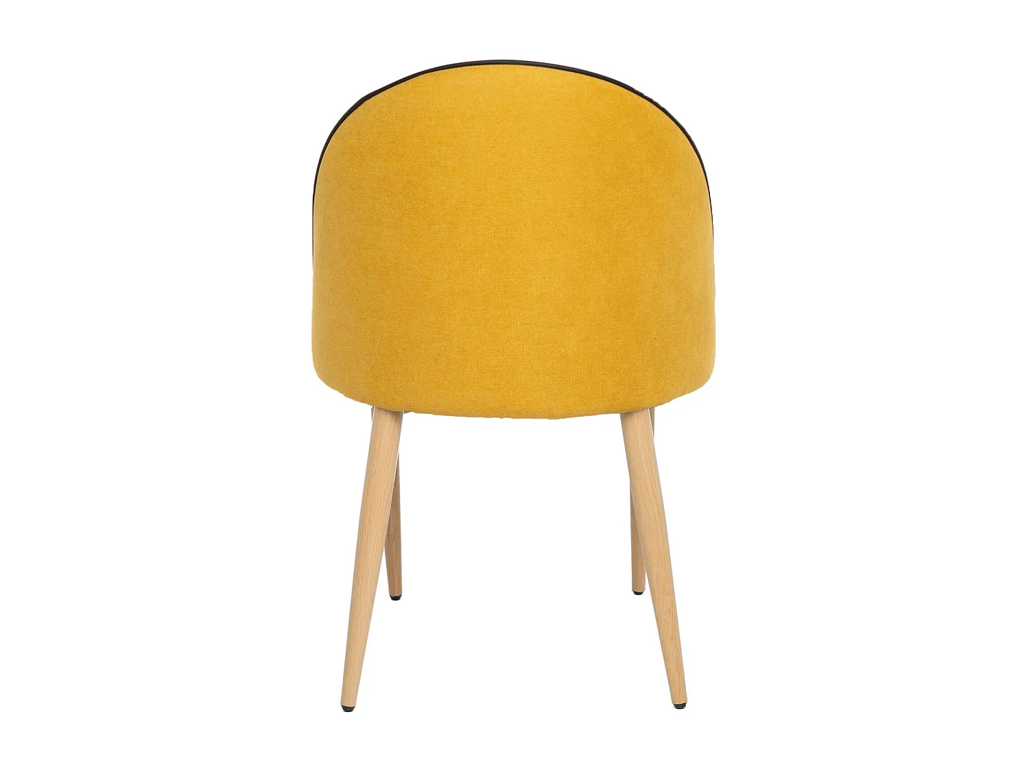 Chaise velours rembourrée avec pieds en métal effet bois Olivia-Couleur Jaune curry