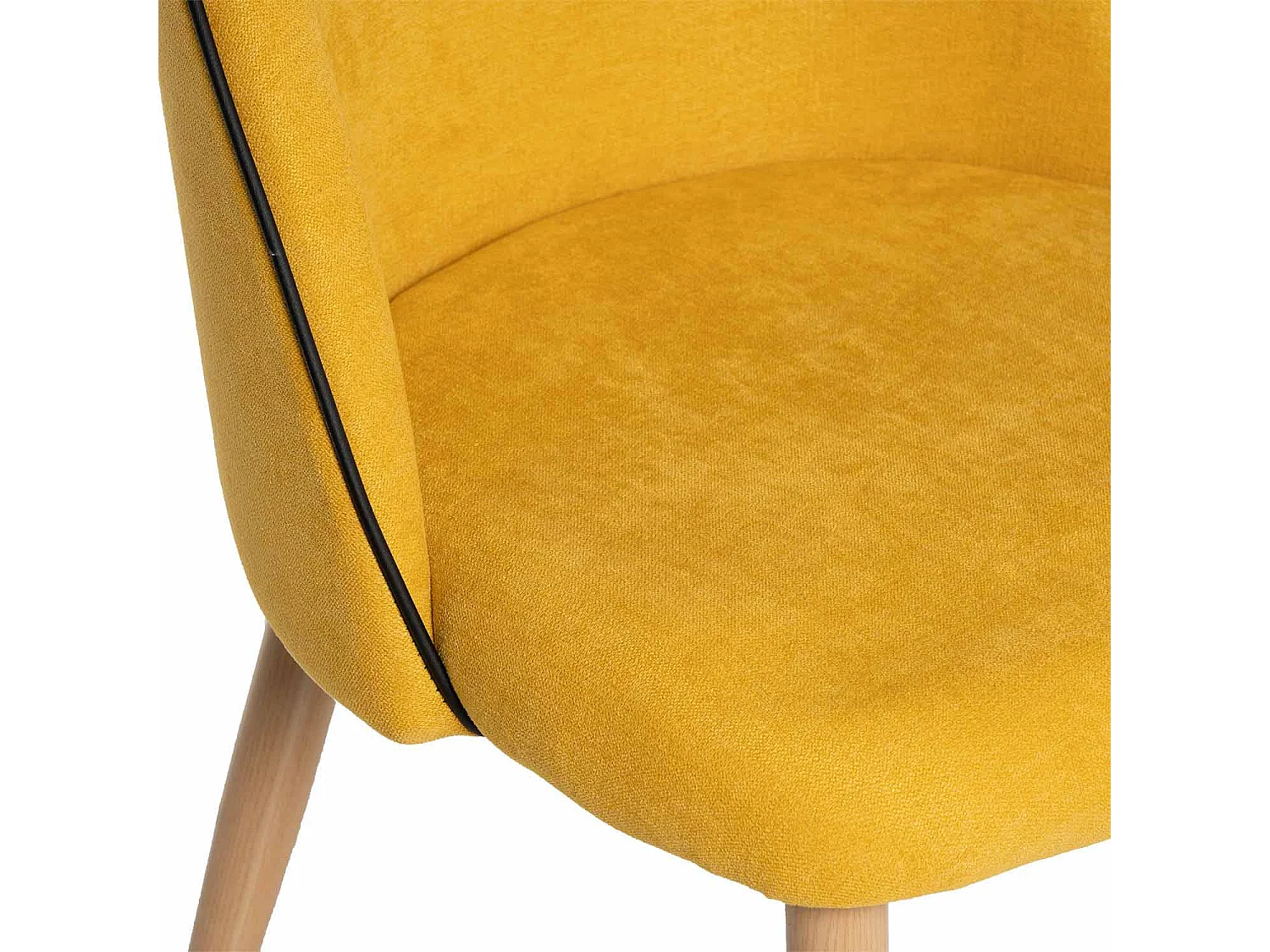 Chaise velours rembourrée avec pieds en métal effet bois Olivia-Couleur Jaune curry
