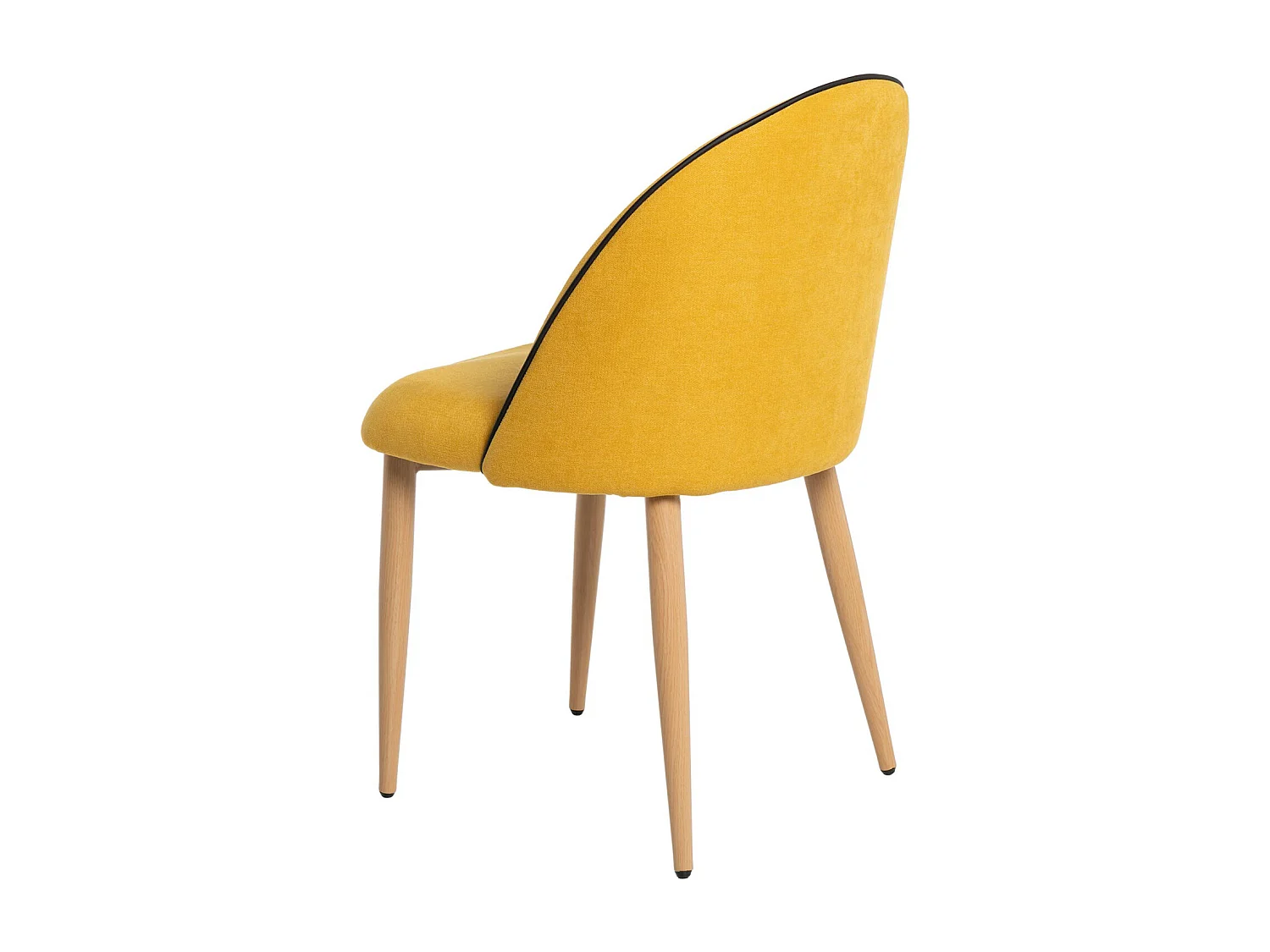 Chaise velours rembourrée avec pieds en métal effet bois Olivia-Couleur Jaune curry