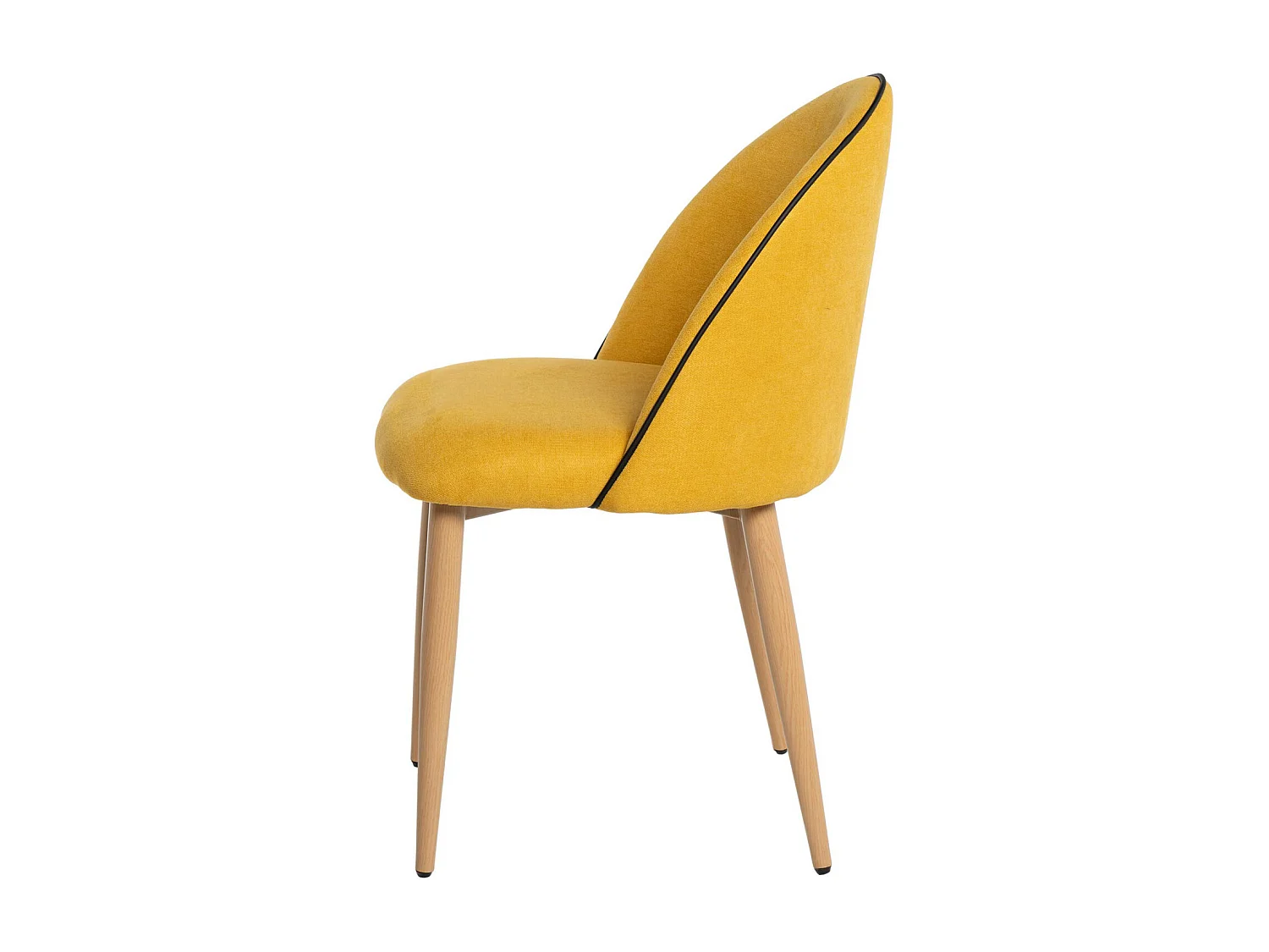 Chaise velours rembourrée avec pieds en métal effet bois Olivia-Couleur Jaune curry