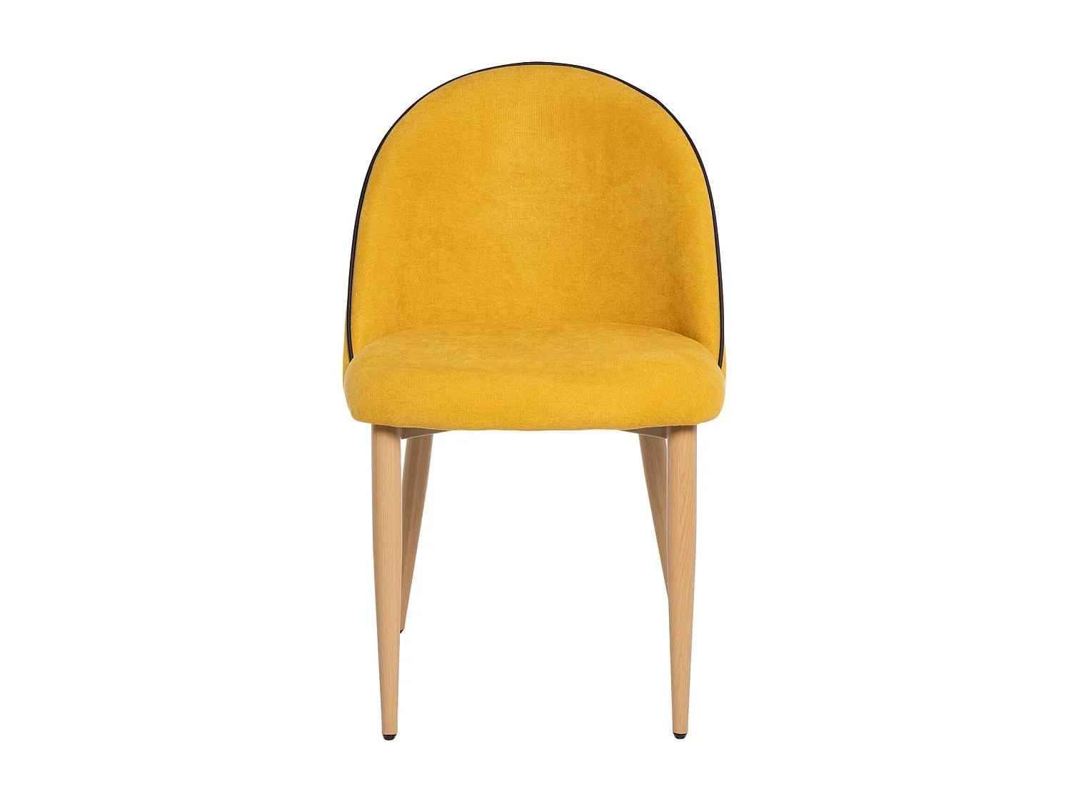 Chaise velours rembourrée avec pieds en métal effet bois Olivia-Couleur Jaune curry