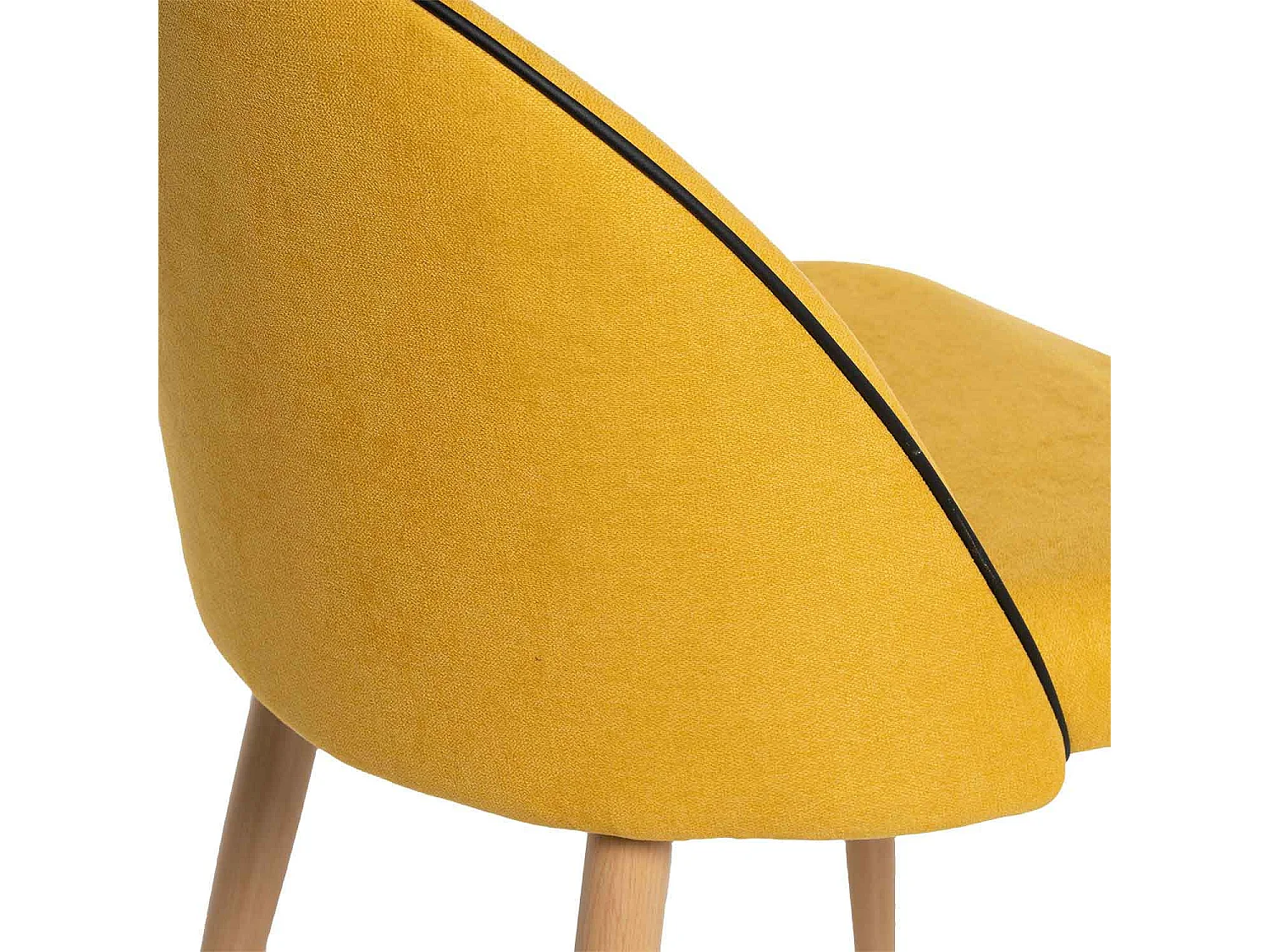 Chaise velours rembourrée avec pieds en métal effet bois Olivia-Couleur Jaune curry