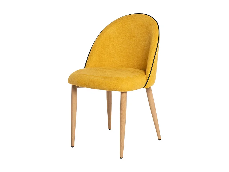 Chaise velours rembourrée avec pieds en métal effet bois Olivia-Couleur Jaune curry