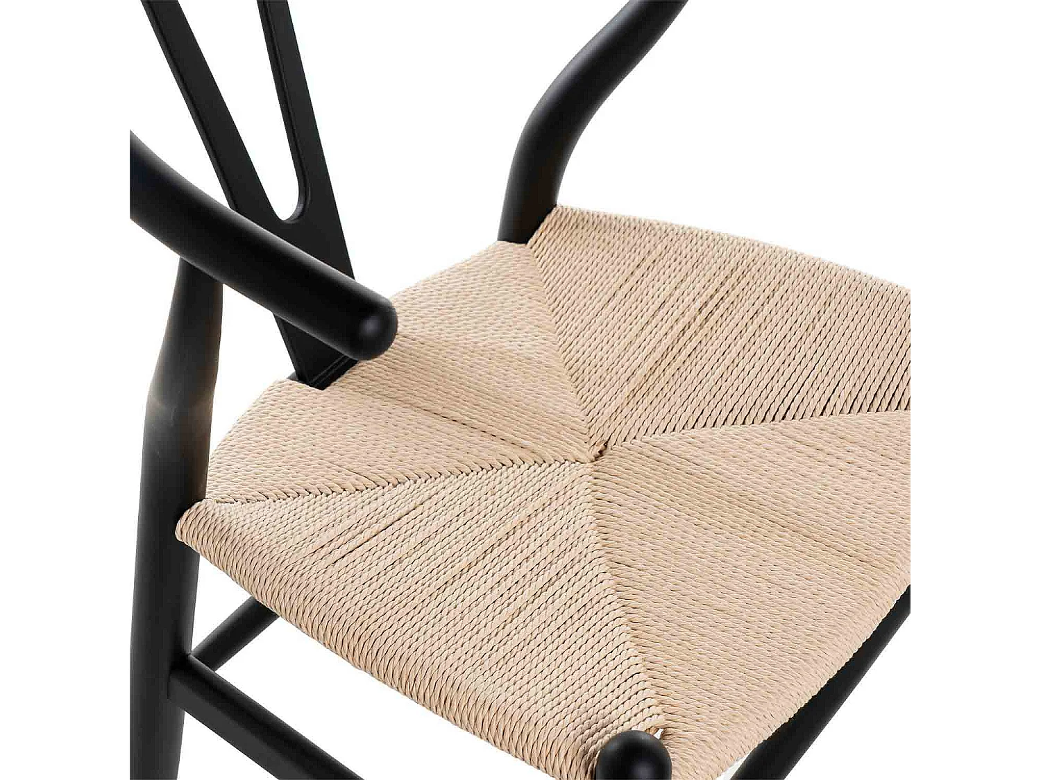 Chaise en bois d'orme et corde tressée Maya – Charme naturel et authenticité-Couleur Naturel/Noir