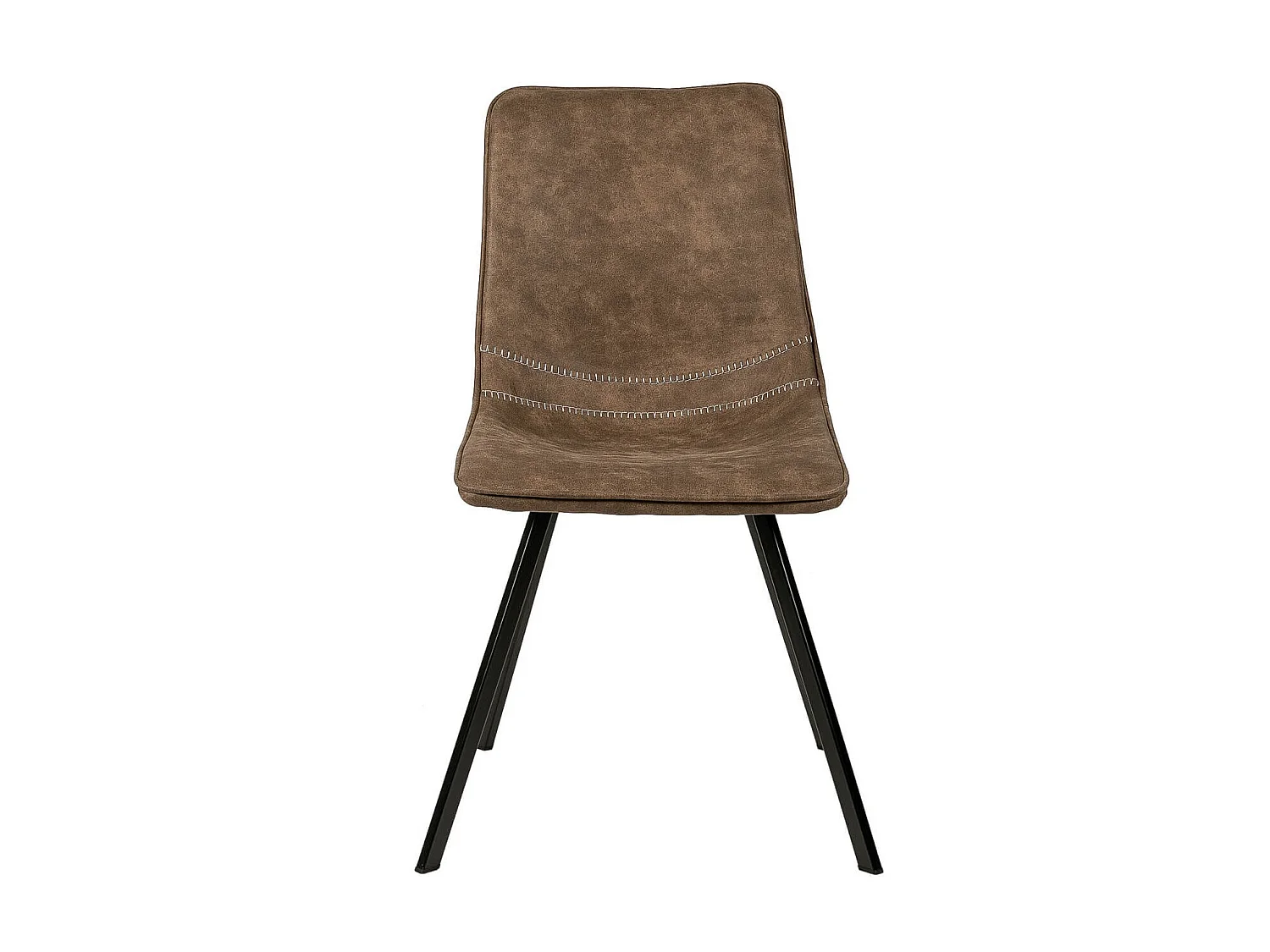 Chaise tissu imitation cuir marron et pieds métal noir Brika