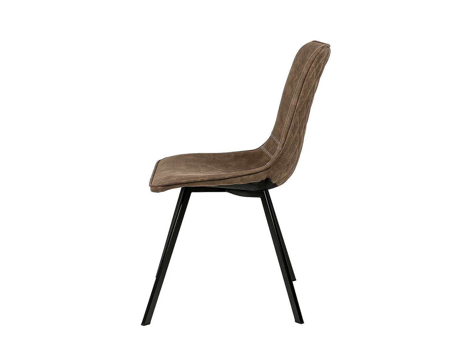 Chaise tissu imitation cuir marron et pieds métal noir Brika