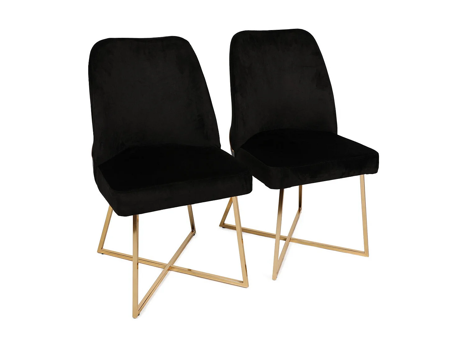 Chaise design velours noir et pieds doré Skyma - Lot de 2