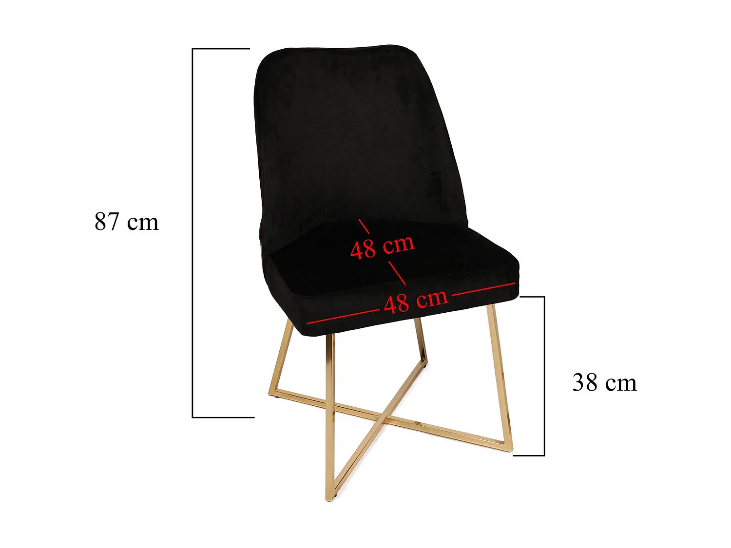 Chaise design velours noir et pieds doré Skyma - Lot de 2