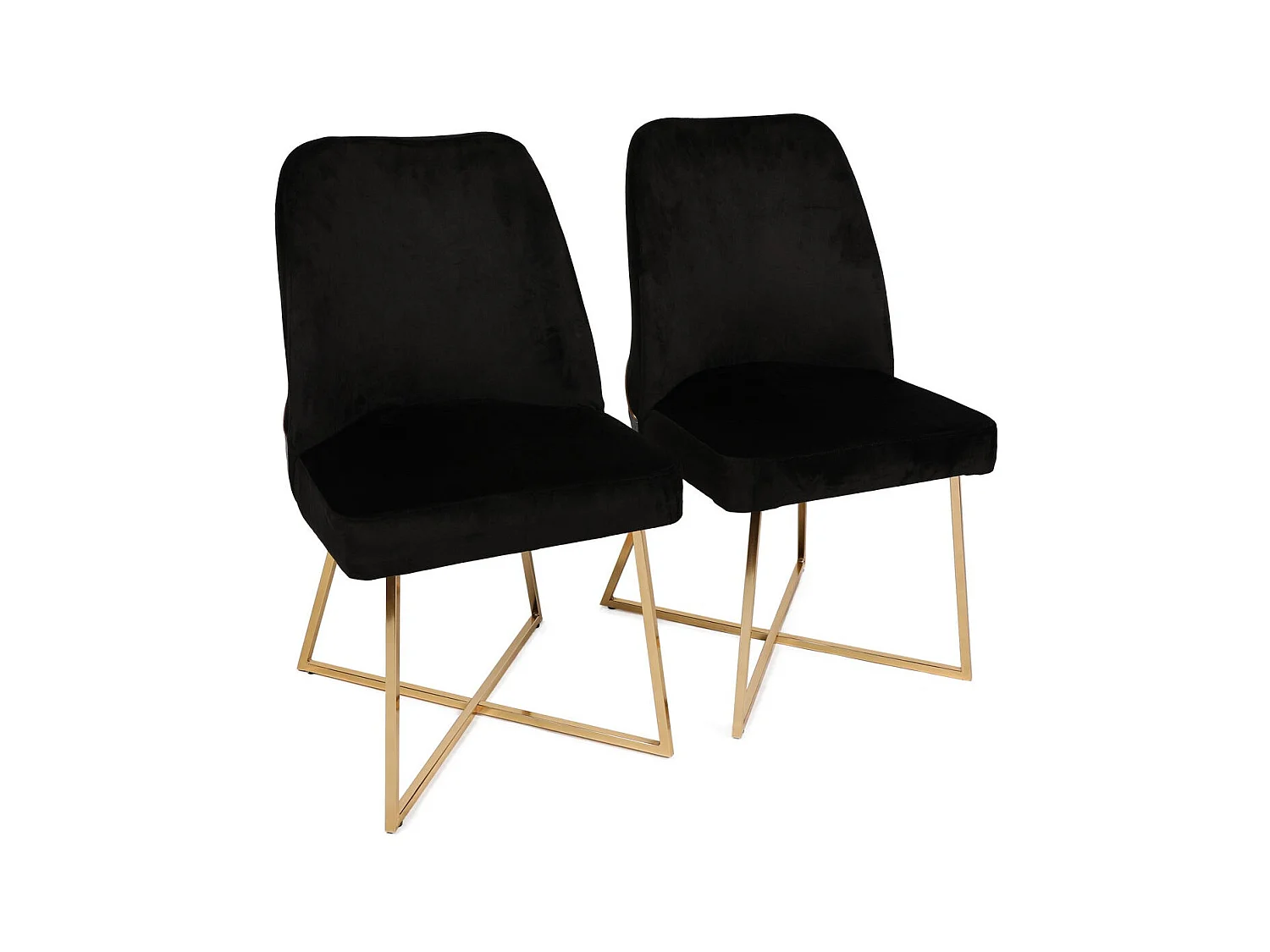 Chaise design velours noir et pieds doré Skyma - Lot de 2