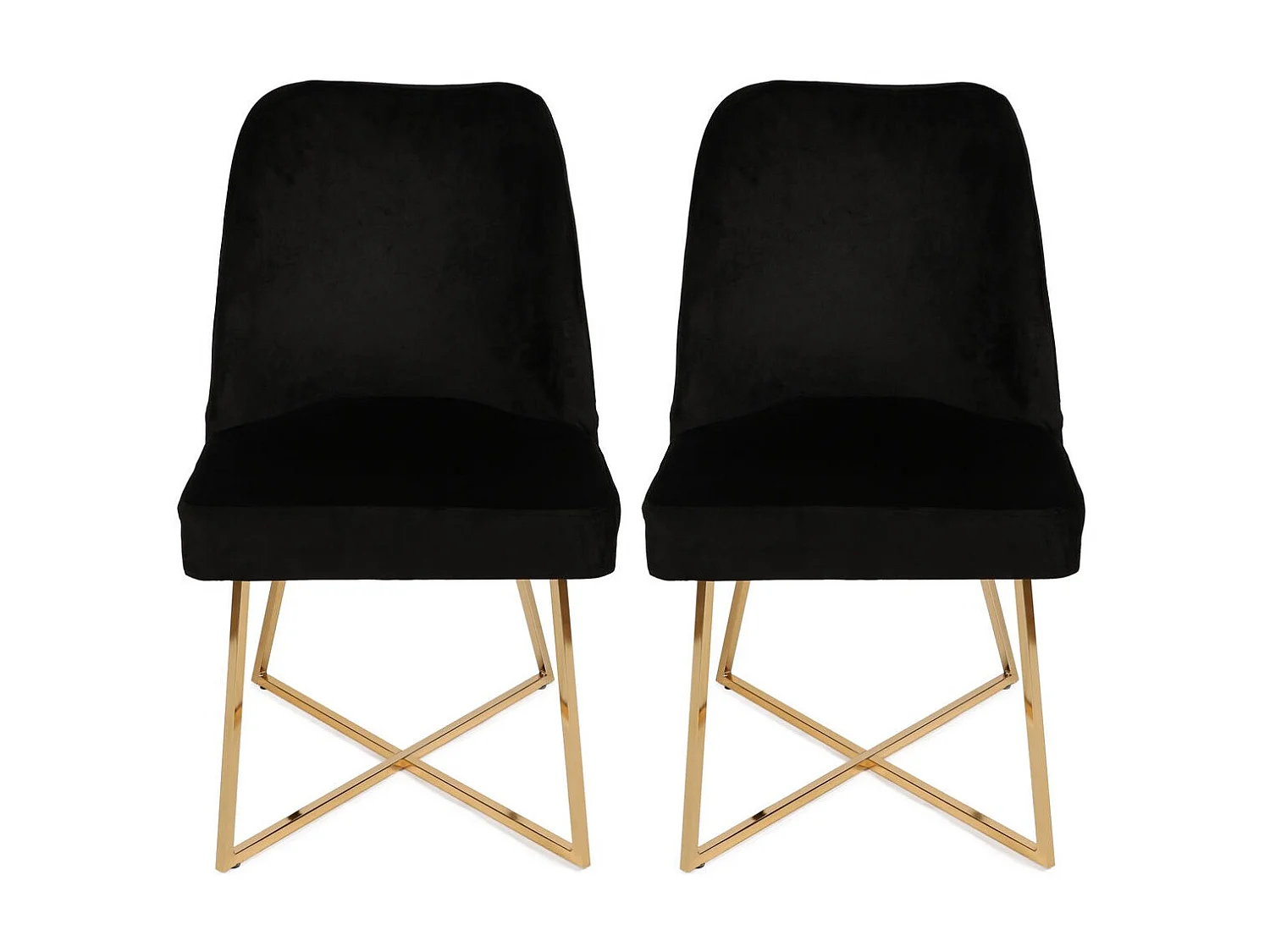 Chaise design velours noir et pieds doré Skyma - Lot de 2