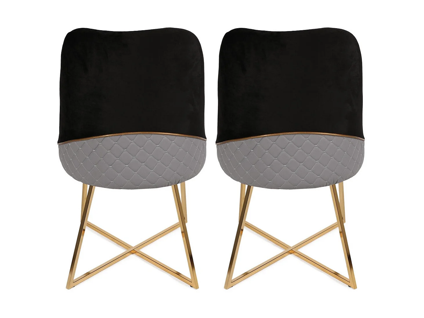 Chaise design velours noir et pieds doré Skyma - Lot de 2