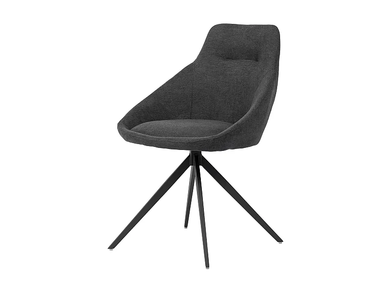Chaise pivotante à 180º avec accoudoirs tissu gris foncé et pieds métal noir kalo