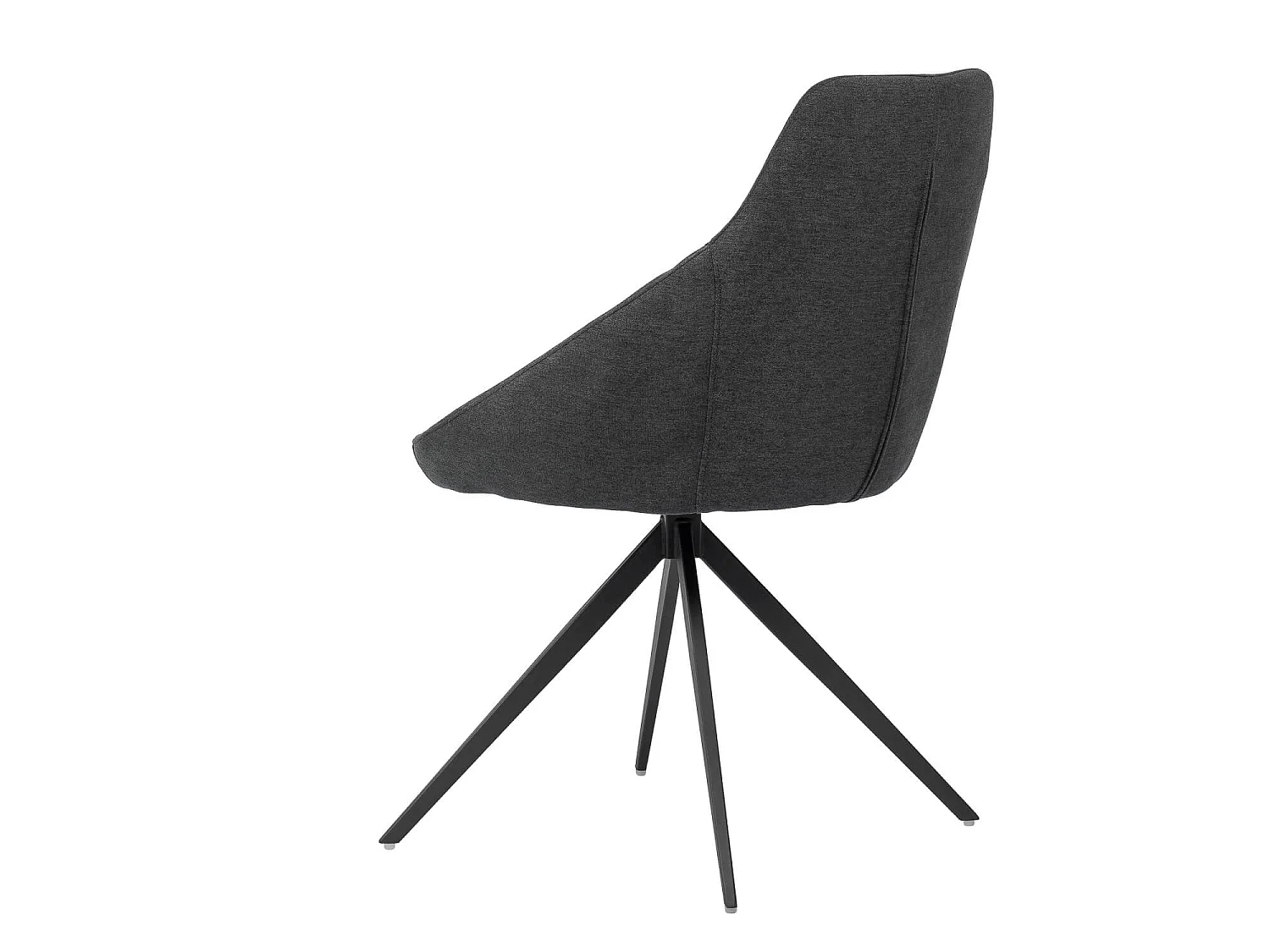 Chaise pivotante à 180º avec accoudoirs tissu gris foncé et pieds métal noir kalo
