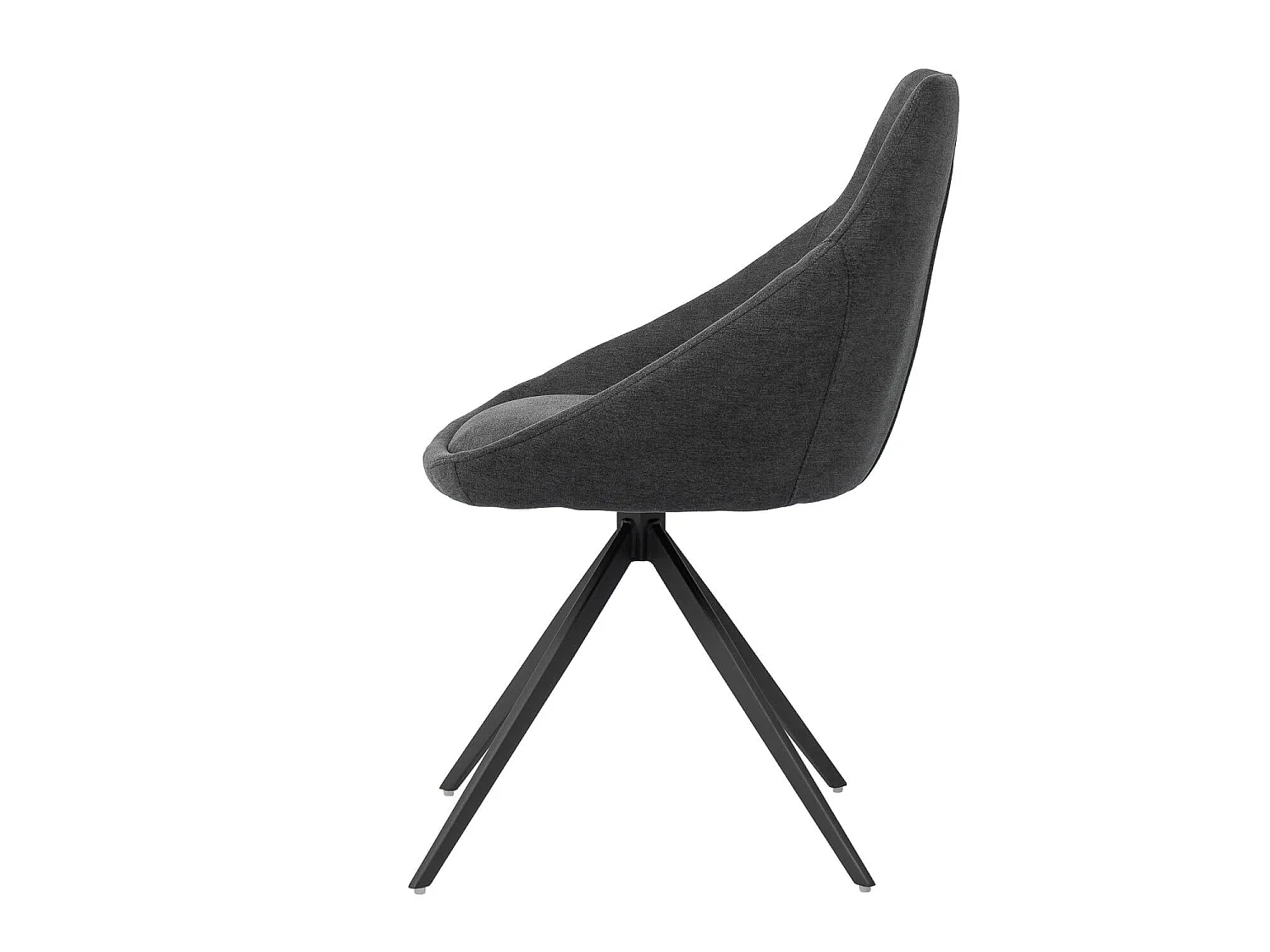 Chaise pivotante à 180º avec accoudoirs tissu gris foncé et pieds métal noir kalo
