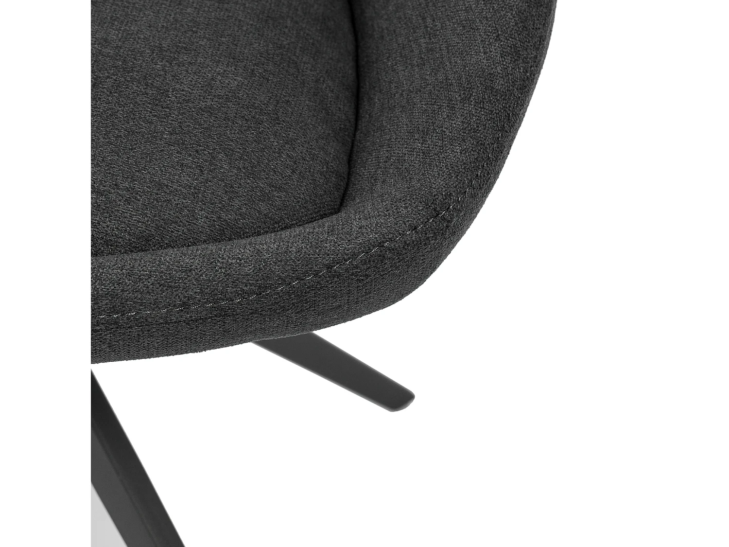 Chaise pivotante à 180º avec accoudoirs tissu gris foncé et pieds métal noir kalo