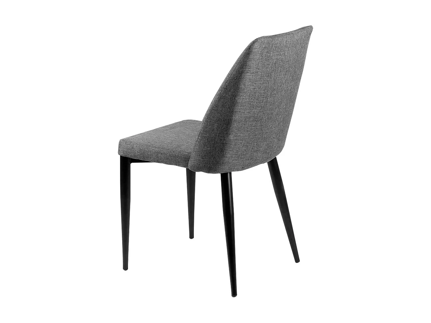 Chaise moderne tissu gris foncé rembourré et pieds métal noir Maliza