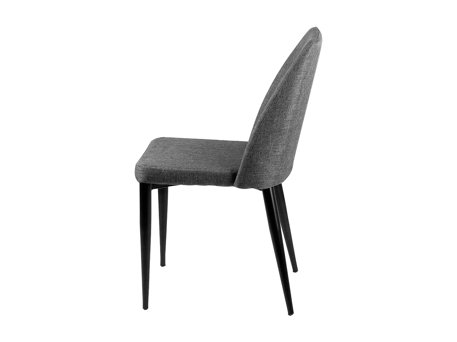 Chaise moderne tissu gris foncé rembourré et pieds métal noir Maliza