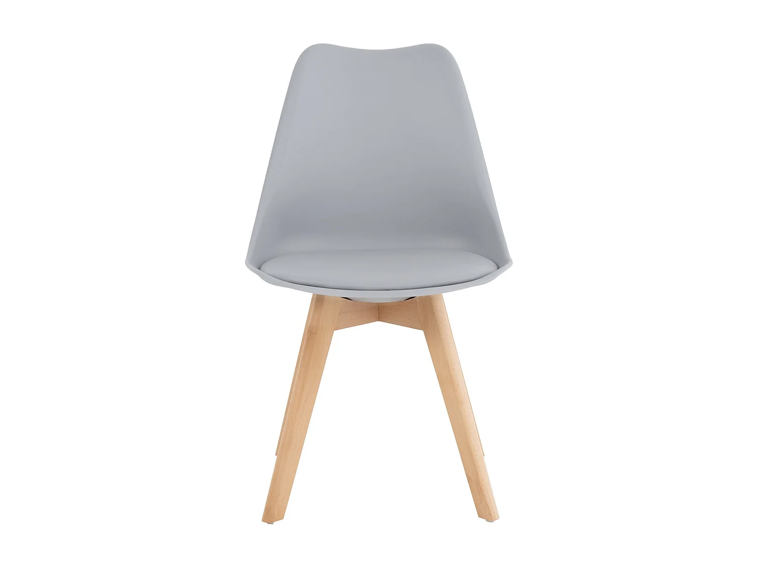 Chaise scandinave premium Karyna – Assise en simili cuir et pieds en bois de Hêtre-Couleur Gris clair