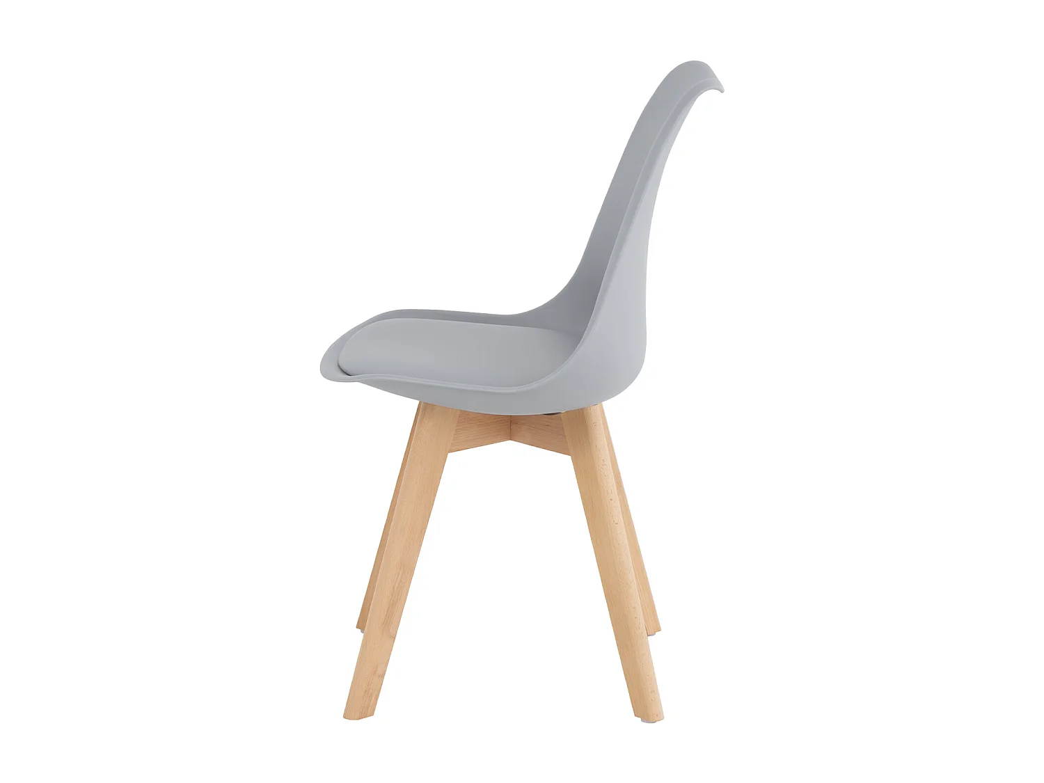 Chaise scandinave premium Karyna – Assise en simili cuir et pieds en bois de Hêtre-Couleur Gris clair