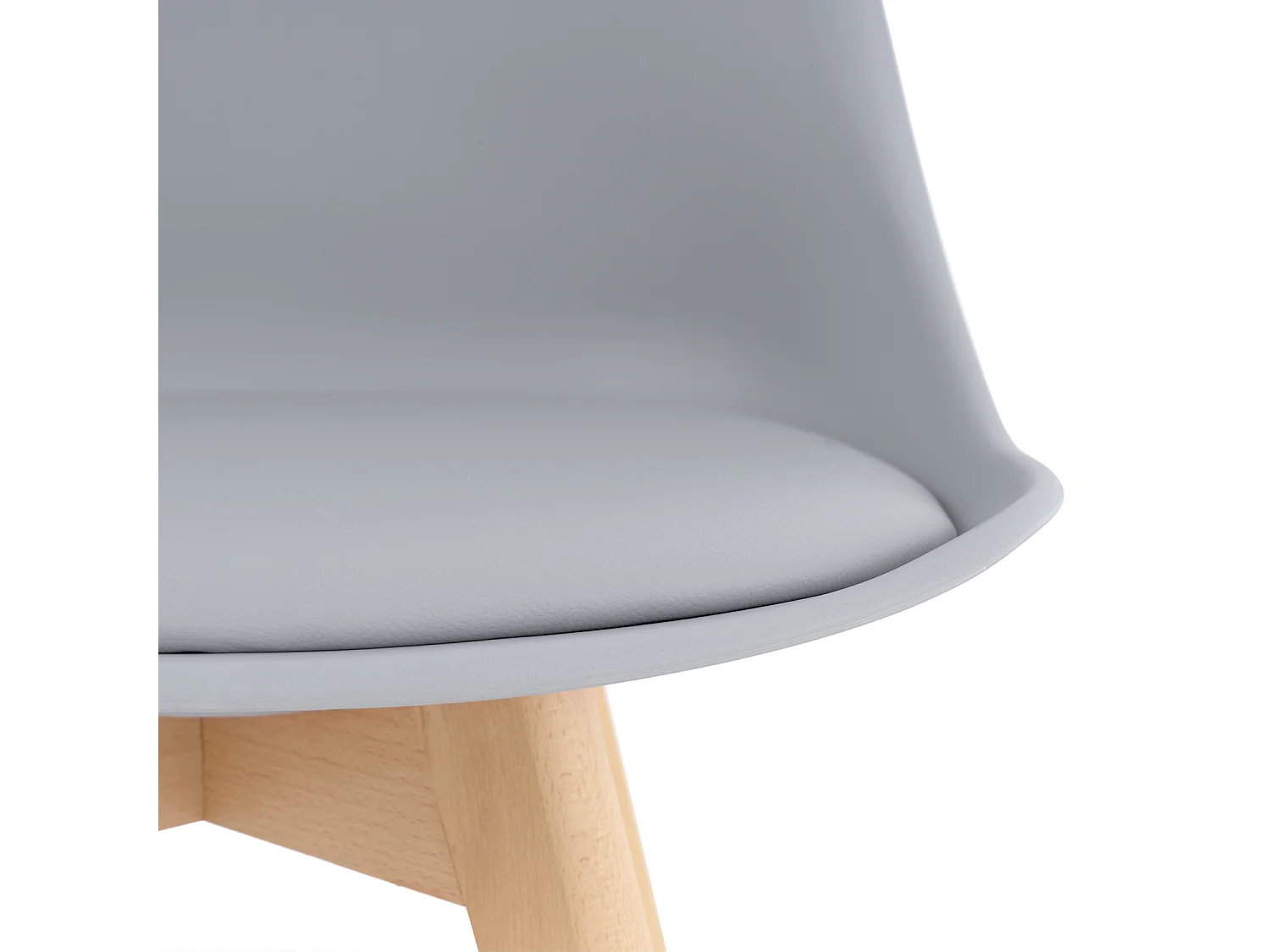 Chaise scandinave premium Karyna – Assise en simili cuir et pieds en bois de Hêtre-Couleur Gris clair
