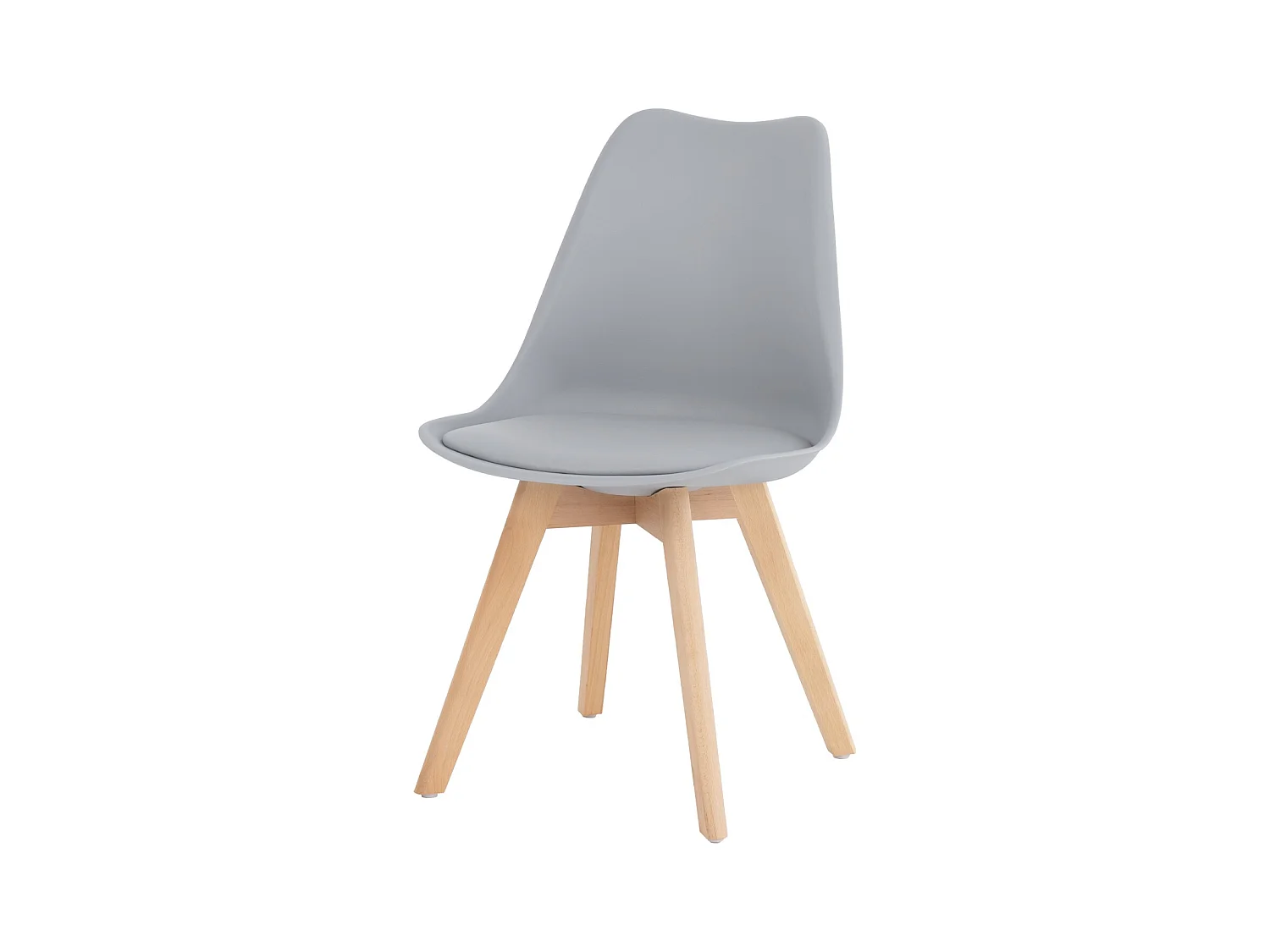 Chaise scandinave premium Karyna – Assise en simili cuir et pieds en bois de Hêtre-Couleur Gris clair