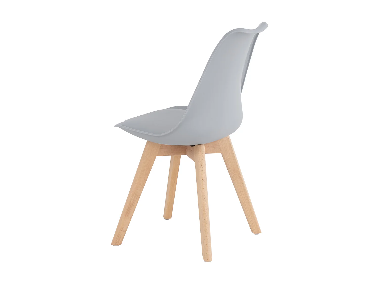 Chaise scandinave premium Karyna – Assise en simili cuir et pieds en bois de Hêtre-Couleur Gris clair