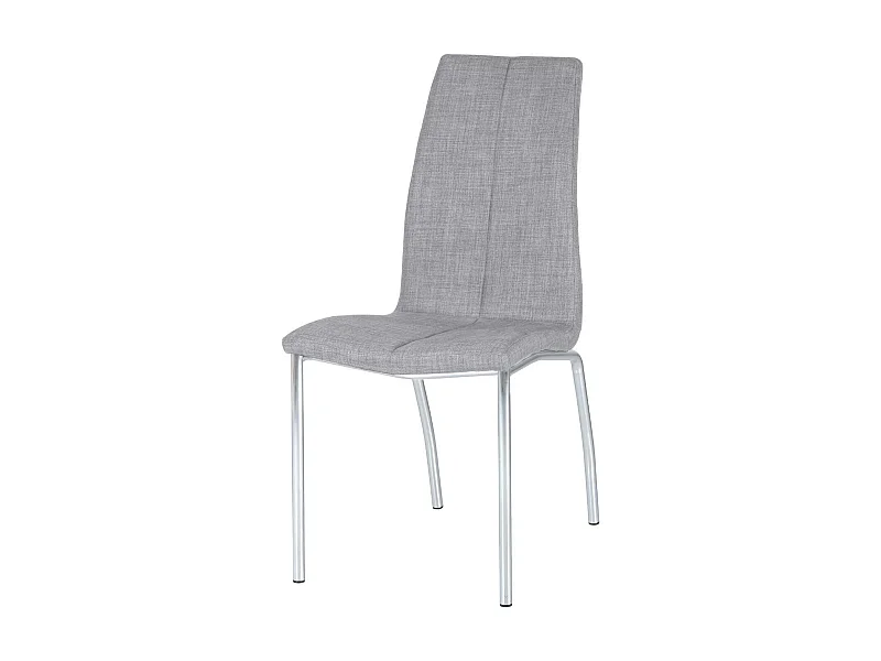 Chaise tissu gris clair et pieds chromé Karila