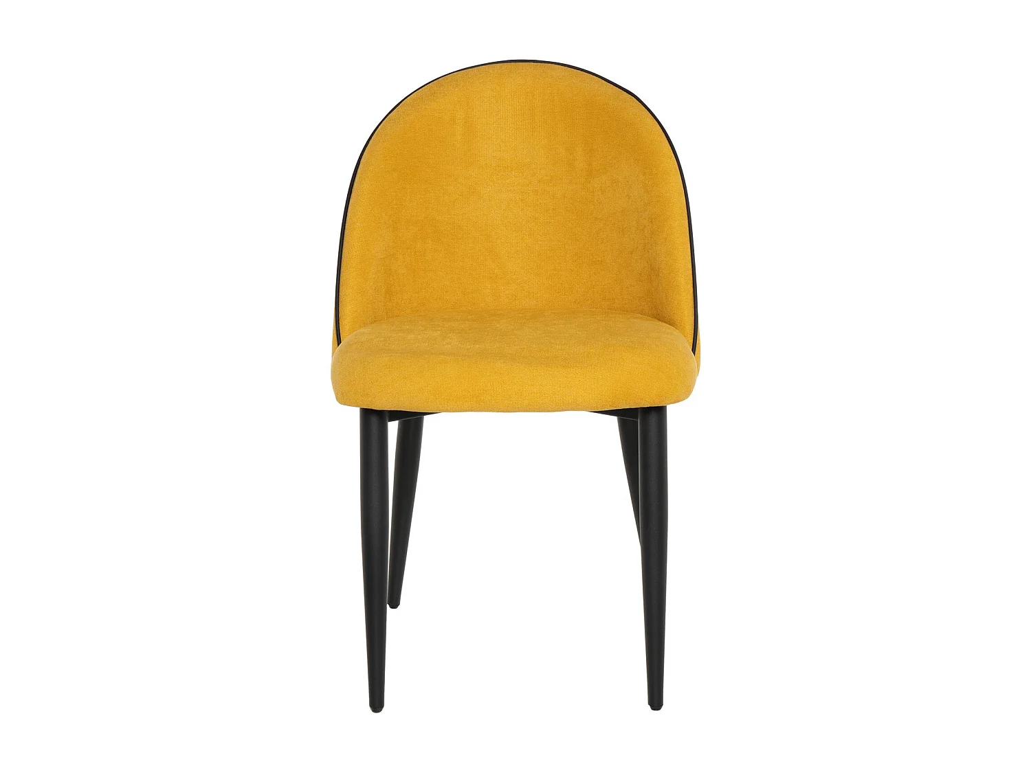 Chaise en velours confortable avec pieds en métal noir Brika – Style moderne-Couleur Jaune moutarde
