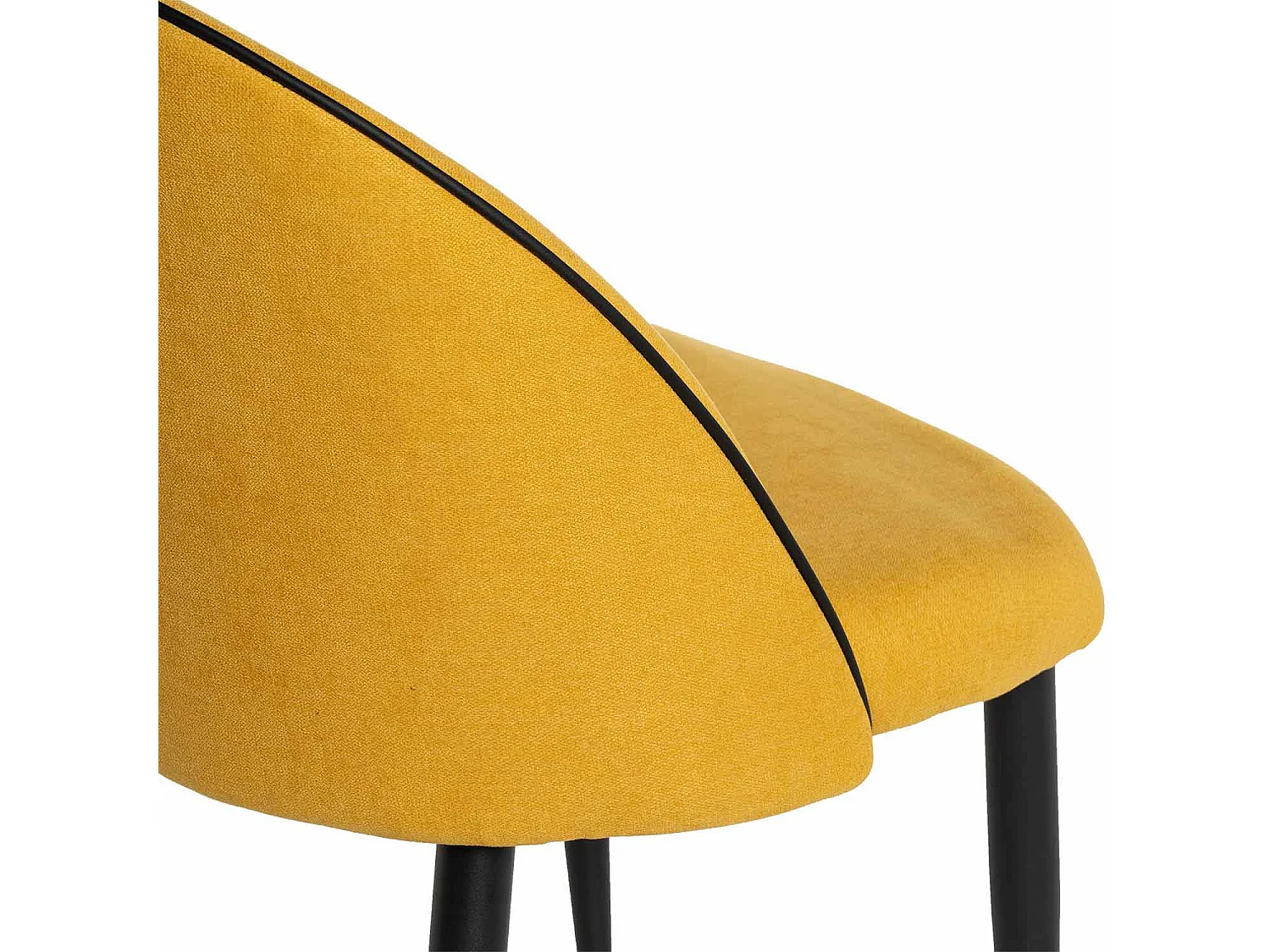 Chaise en velours confortable avec pieds en métal noir Brika – Style moderne-Couleur Jaune moutarde