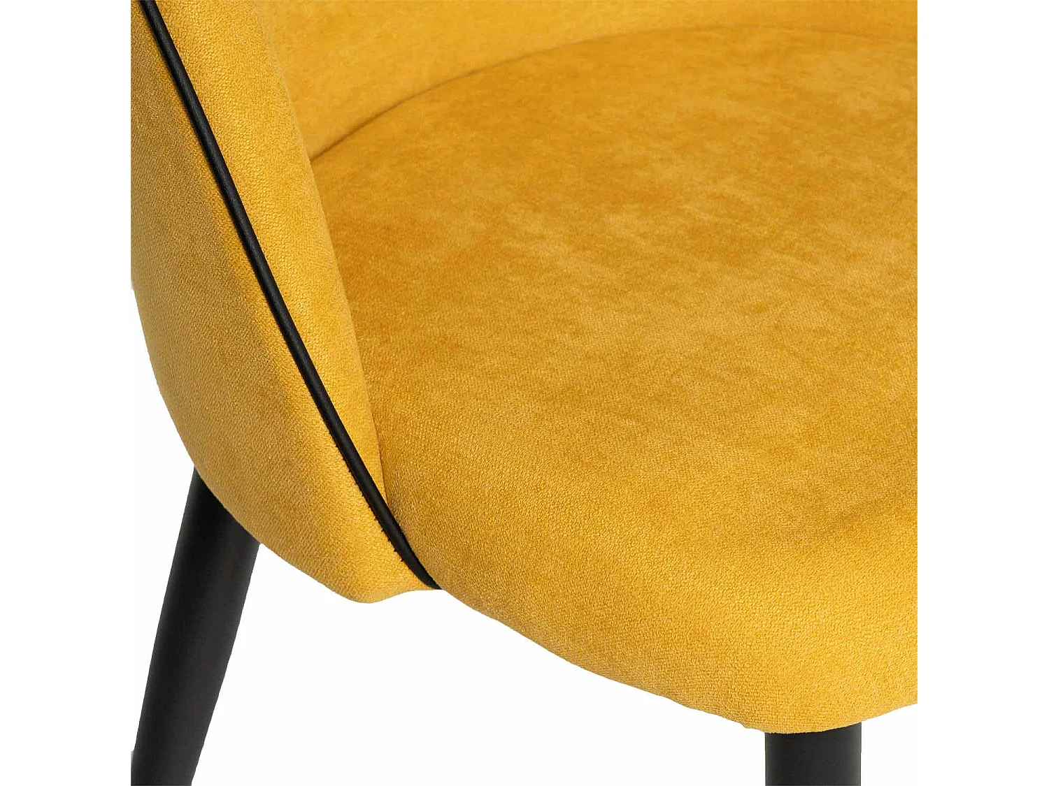 Chaise en velours confortable avec pieds en métal noir Brika – Style moderne-Couleur Jaune moutarde