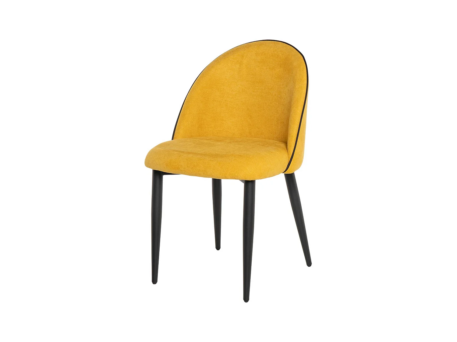 Chaise en velours confortable avec pieds en métal noir Brika – Style moderne-Couleur Jaune moutarde