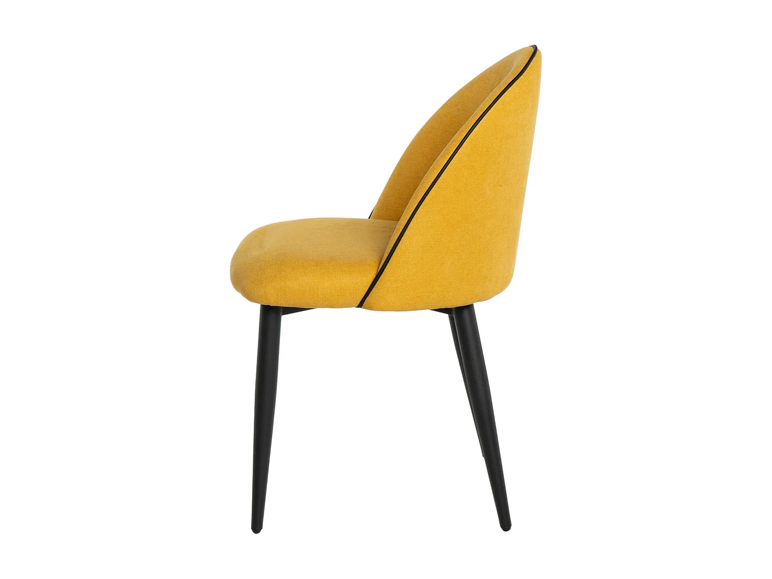 Chaise en velours confortable avec pieds en métal noir Brika – Style moderne-Couleur Jaune moutarde