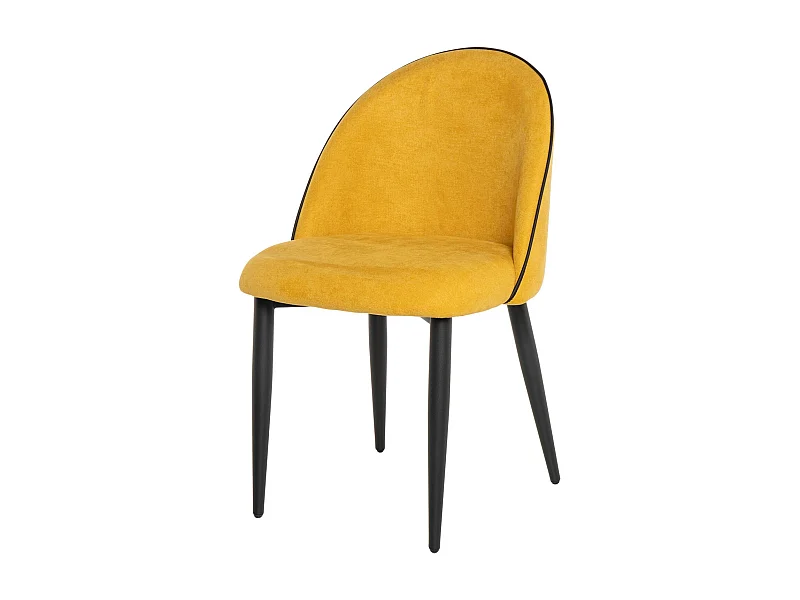 Chaise en velours confortable avec pieds en métal noir Brika – Style moderne-Couleur Jaune moutarde